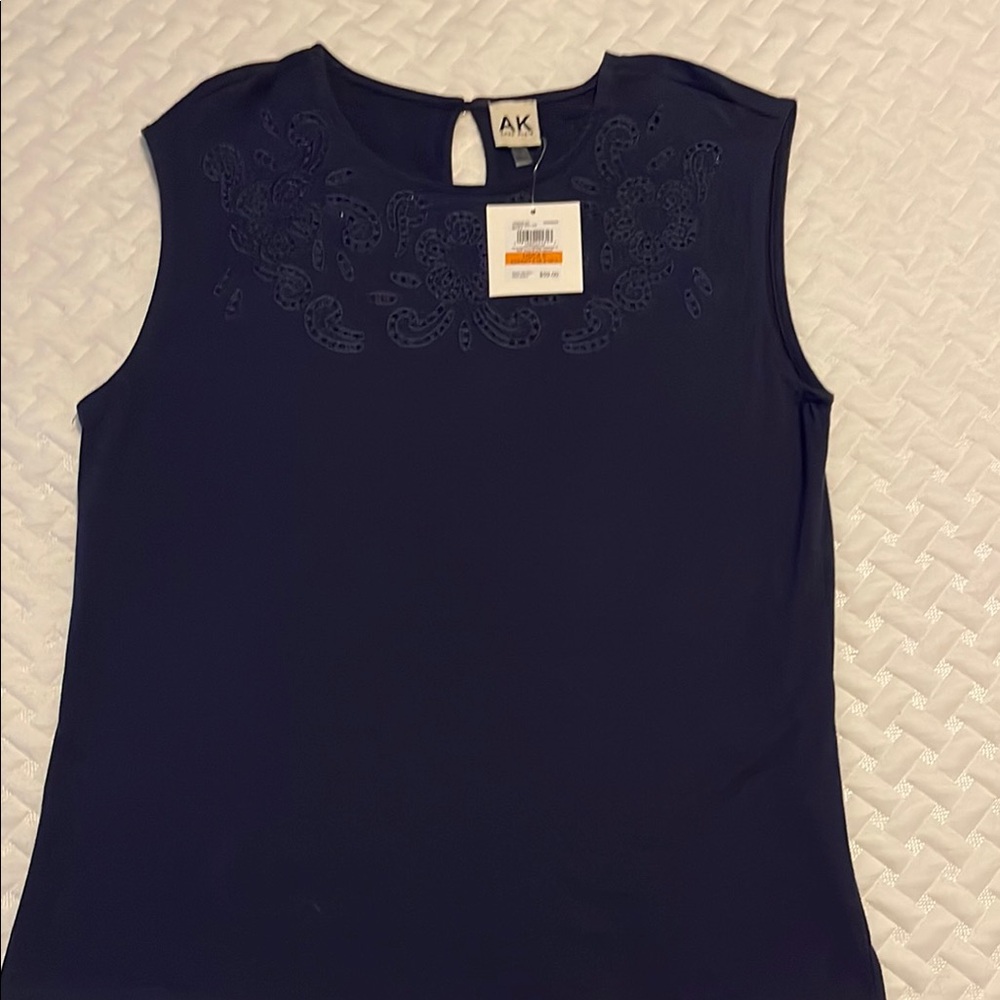 Navy Blue Sleeveless Blouse Classic Design